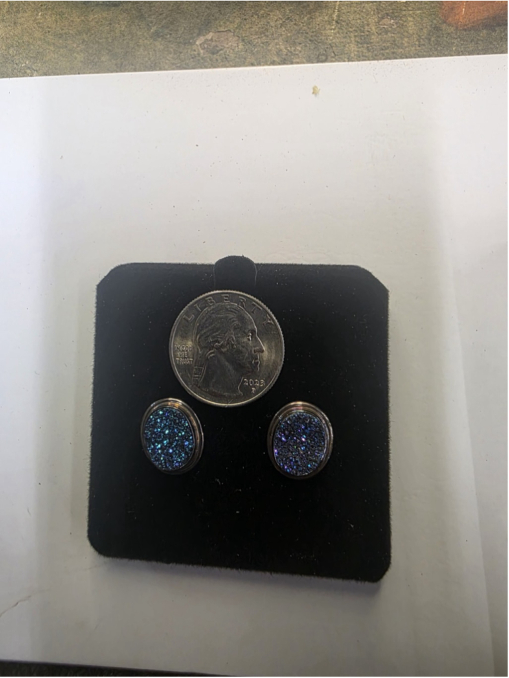 Jay King DTR Ster Silver Blue Purple Titanium Druzy Quartz Stud Earrings 925 68